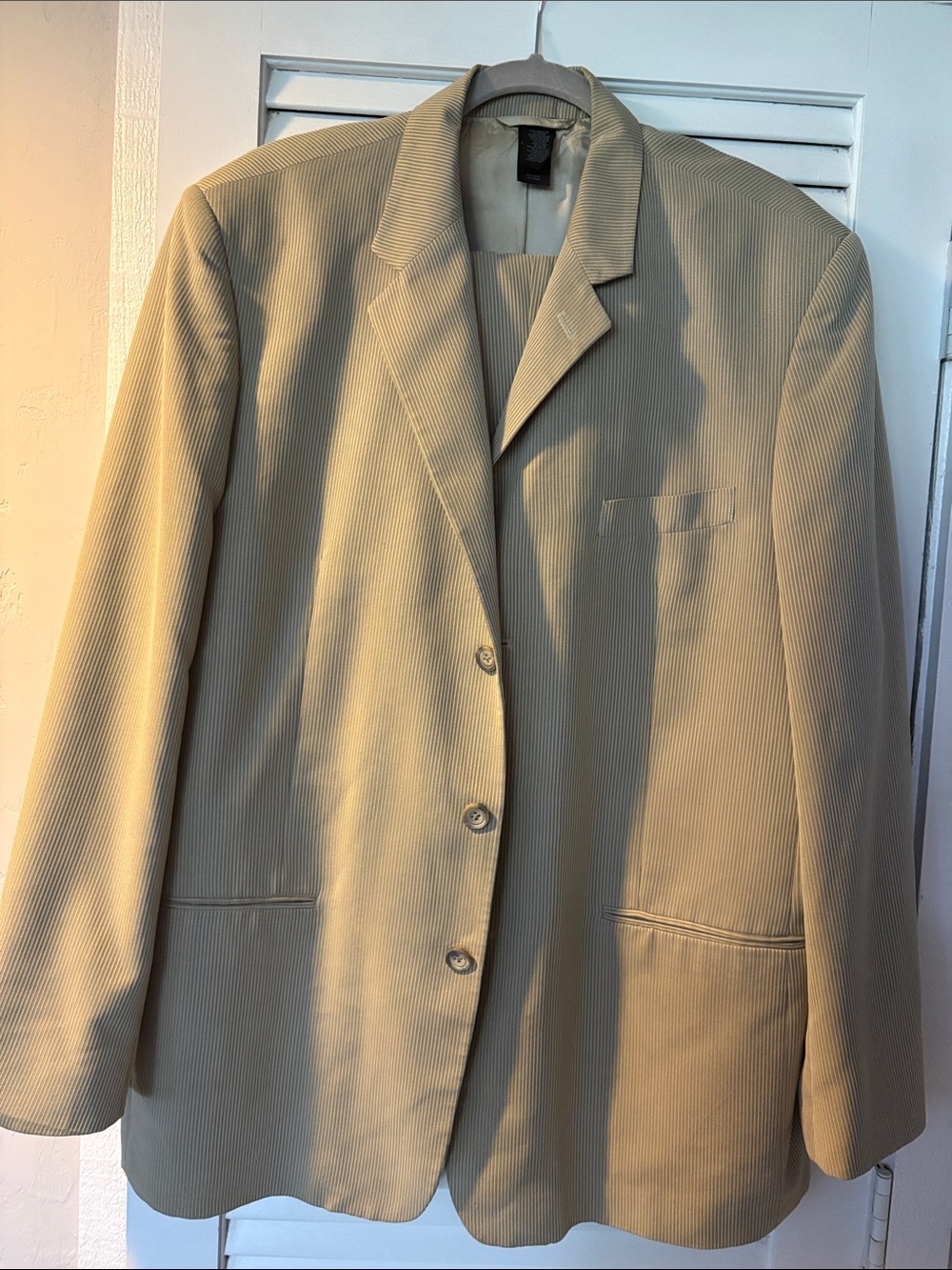 Claiborne Men's Beige Pinstripe Suit